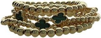 Olivia Welles Set of 5 Clover Beaded Stackable Bracelets in Gold /Green at Nordstrom Rack