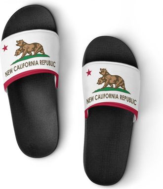 Generic Flag of New California Republic Shower Shoes Slipper for Women Men Beach Slippers Quick Drying Non Slip Open-Toe Sandals