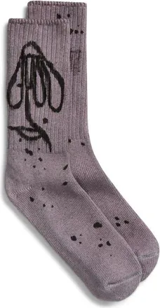 Collina Strada Print Organic Cotton Blend Crew Socks in Charcoal Daisy at Nordstrom