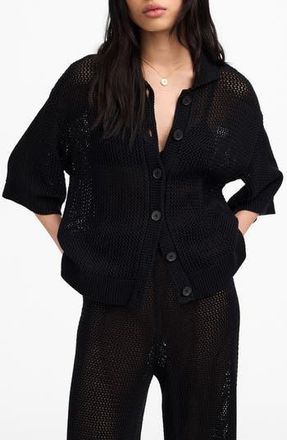 Madewell Open Stitch Button Front Cardigan in True Black at Nordstrom Rack, Size Xx-Small