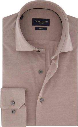 Cavallaro katoenen overhemd Cavallaro beige effen knitted jersey