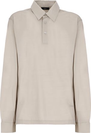Herno Beige Long Sleeve Wool Polo Shirt