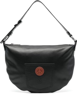 Moschino logo appliqué leather shoulder bag - women - Calf Leather - One Size - Black