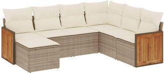 vidaXL Vidaxl - Set Sof&aacute;s De Jard&iacute;n 7 Piezas Y Cojines Rat&aacute;n Sint&eacute;tico Beige