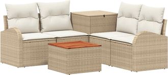 vidaXL Juego De Sof&aacute; 6 Uds. Beige Y Blanco Crema Vidaxl