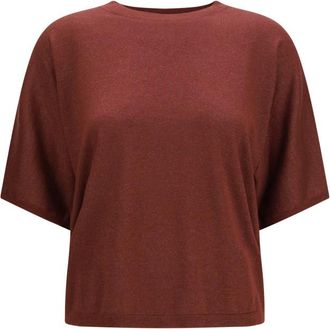 Brunello Cucinelli Maroon Solid Round Neck Sweater
