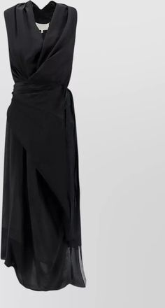 Maison Margiela silk dress draped midi sleeveless wrap v neckline