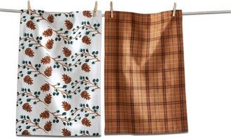 Tag Pinecone Sprig Cotton Dishtowel Set of 2 for Kitchen Use in Brown at Nordstrom