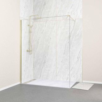 Aurlane Parete doccia 160x200 cm - Vetro temperato 8 mm - Finitura oro spazzolato - FREEDOM 2 GOLD