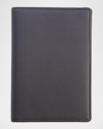 Royce Leather Personalized Leather RFID-Blocking Passport Wallet with Vaccine Card Pocket