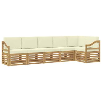vidaXL Conjunto De Sof&aacute; Seccional Con Coj&iacute;n 6 Pcs Blanco Y Crema Vidaxl