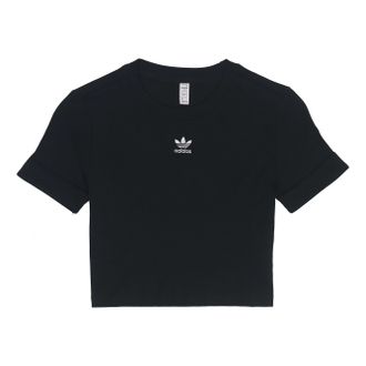 adidas (WMNS) adidas Adicolor Classics Roll-Up Sleeve Crop Top Asia Sizing Black GN2802
