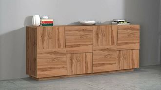 Dmora Dmora - Aparador Yago, Buffet De Sal&oacute;n, Aparador De Sal&oacute;n Moderno Con 4 Puertas, 200x44h86 Cm, Roble