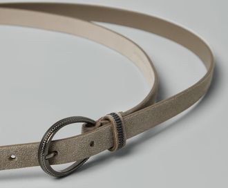 Brunello Cucinelli Womens Light Beige Leather Belt White Accessories & Slg