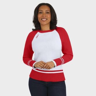WEAR by Erin Andrews Womens WEAR by Erin Andrews White/Scarlet San Francisco 49ers Colorblock Raglan Sweater at Nordstrom, Size Xx-Large
