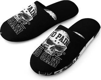 Generic Grunge No Pain No Gain Camouflage Mens House Slippers Slip Indoor Slipper On Shoes Warm Outdoor