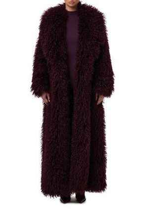 Naked Wardrobe Faux Shearling Coat in Dark Plum at Nordstrom Rack, Size X-Small