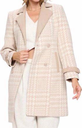 Coalition LA Houndstooth Vegan Wool Coat In Cream