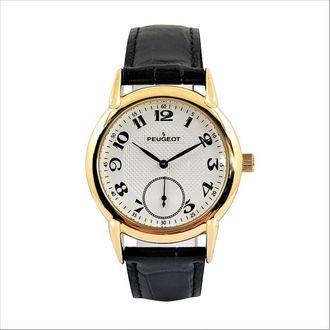 Peugeot Vintage Easy Read Remote Sweep Leather Watch - 38MM in Black at Nordstrom