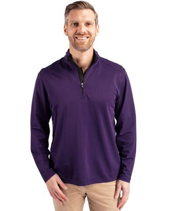 Cutter & Buck Virtue Eco Pique Micro Stripe Recycled Mens Quarter Zip