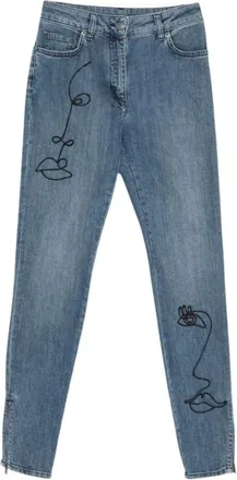 Moschino Jeans, Dames, Blauw, M, Denim, Slim-fit Jeans