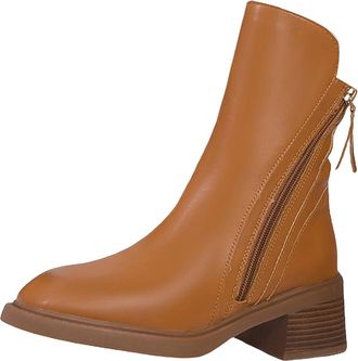 Generic Womens Ankle Boots Pointed Toe Chunky Heel Non-Slip Boots Elegant with Side Zipper Comfort Lightweight Booties Ladies Casual Shoes Autumn Winter Size 