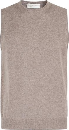 FILIPPO DE LAURENTIIS Kasjmier Wol Vest - Heren - Ronde hals truien - Beige - 2XL - Wol - Truien & Vesten