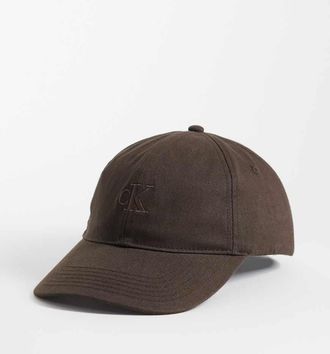 Calvin Klein Cappello con visiera marrone cioccolato ricamato con monogramma-Rosso