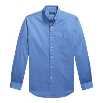 Ralph Lauren Casual Shirts, male, Blue, Size: XL Custom-Fit Twill Shirt