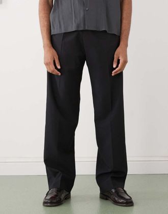 Weekday Pantaloni comodi sartoriali neri-Nero