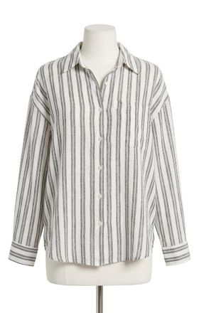 Z Supply Perfect Striped Button Up Top In White