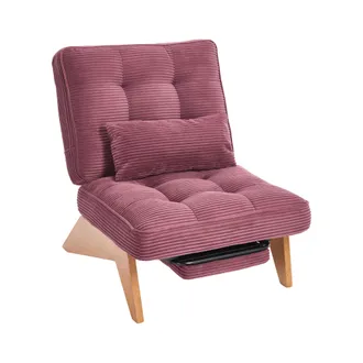 STILVORA Sill&oacute;n Relax Reclinable Con Reposapi&eacute;s Y Coj&iacute;n Lumbar Estructura Estable Patas De Madera Maciza En Pana Rojo Vino