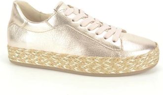 Gabor Gouden Sneaker met Raffia Detail - Dames - Sneakers - Geel - 39 EU - Schoenen