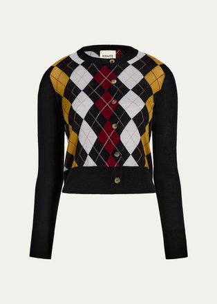 Khaite Rita Argyle Virgin Wool-Silk Cardigan
