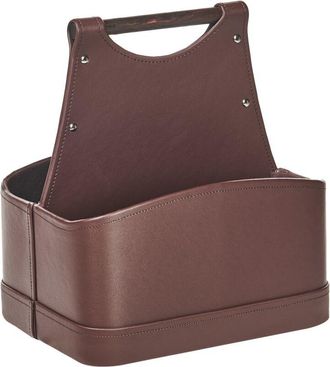 Beliani Beliani - Cesta De Almacenaje Hecha A Mano Con Asas Revistero Dos Compartimentos Piel Sint&eacute;tica Marr&oacute;n Uruk
