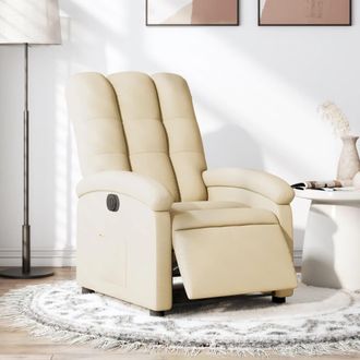 vidaXL Vidaxl - Sill&oacute;n Reclinable El&eacute;ctrico De Tela Crema