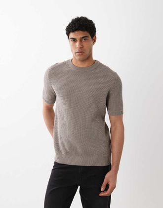 HUGO BOSS HUGO Red - Top in jersey lavorato marrone