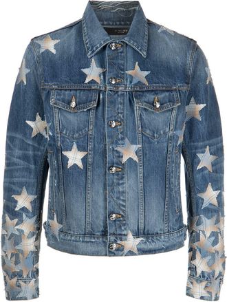 Amiri printed denim jacket - men - Cotton - XXXL - Blue