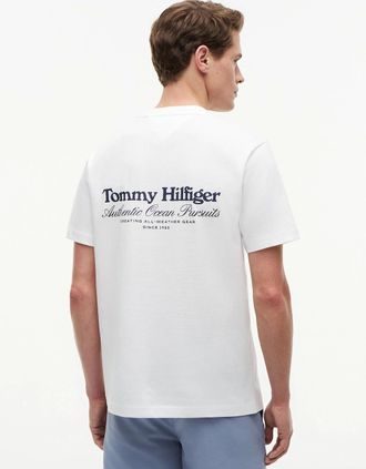 Tommy Hilfiger Mens Tommy Hilfiger Nautical Back Graphic Mens T-Shirt - White - Size: 40