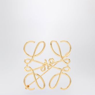 Loewe Anagram brooch in gold metal