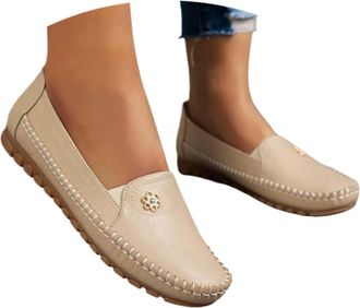 Generic Loafers Shoes for Women Womens Loafers & Moccasins Orthopedic Shoes Leather Ladies Slip on Leather Wedge Loafer Comfort Low Top Leather Shoes Lightwei