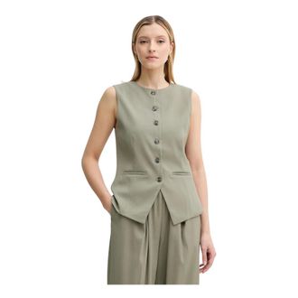 Sams&oslash;e & Sams&oslash;e Saruma Vest - Dames - Bodywarmers - Groen - M - Leer - Jassen