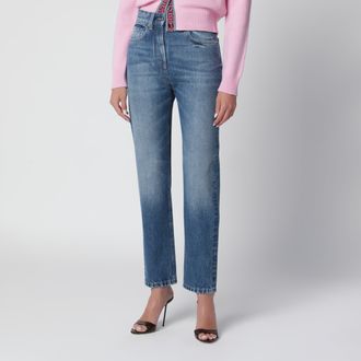Versace Jeans a vita alta azzurri in denim di cotone