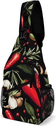 Generic Herbs And Spices Mens Print Crossbody Large Sling Backpack Casual Chest Bag Gift for Traveling Hiking Workout