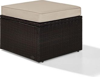 Crosley Furniture Palm Harbor Outdoor Wicker Ottoman Sand/Brown