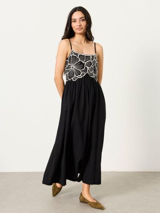 Fat Face FatFace Hazel Black Regular Embroidered Midi Dress