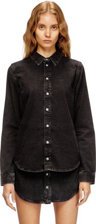 Diesel Denim shirt with contrasting stitching - Denim Shirts - Woman - Black