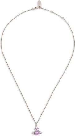 Vivienne Westwood Intricate Silver-Tone Necklace with Light Purple Gemstone Pendant