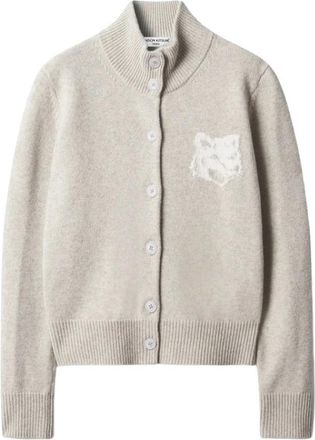 Maison Kitsun&eacute; Bold Fox Head Cardigan - Dames - Vesten - Grijs - S - Wol - Truien & Vesten