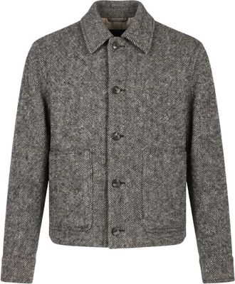 Agnona Overshirt de Mezcla de Cachemira Tweed Doble Cara - Jackets - Hombre - Gris - L